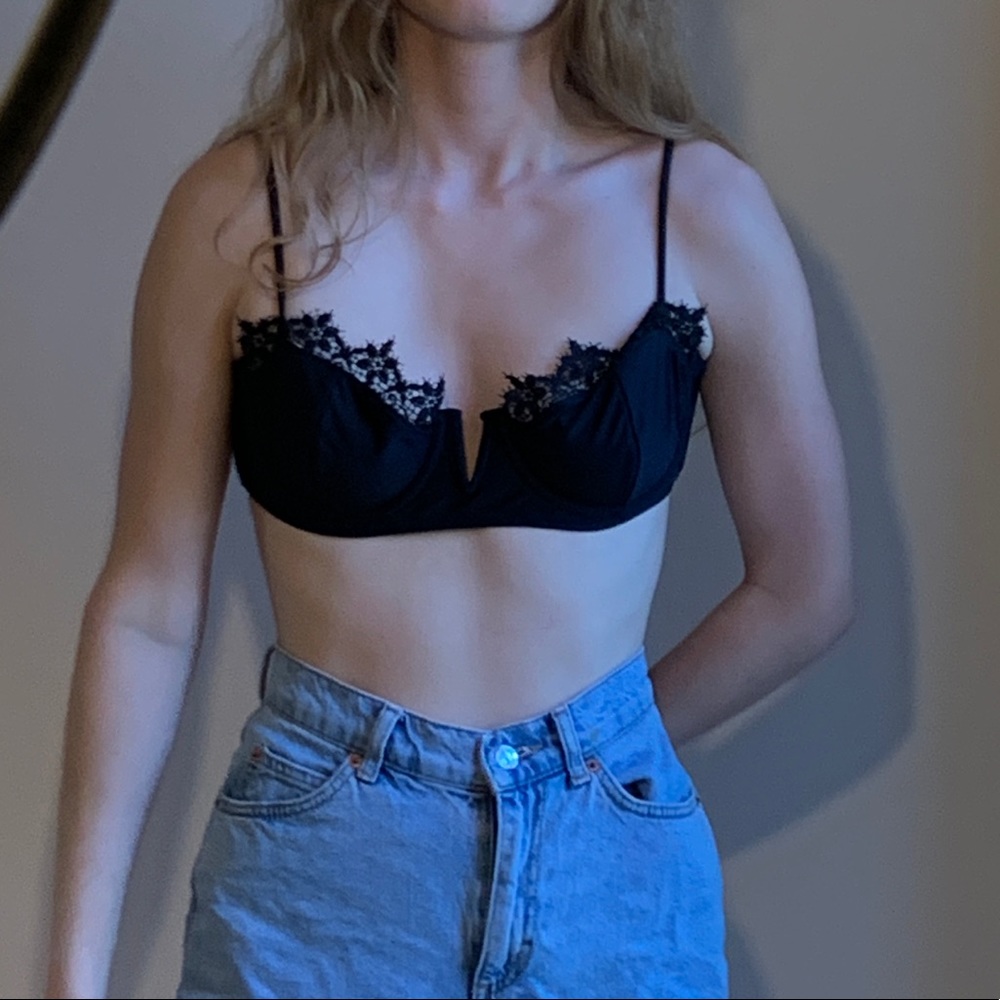 Black bralette style lace PacSun bikini top
